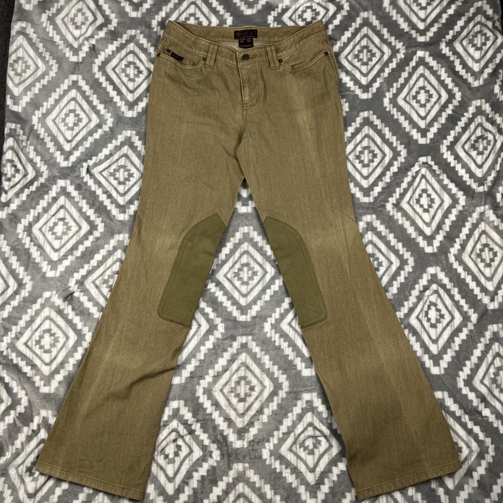 Ariat Olive Green Ankle-Length Riding Pants with Patches inside thigh/knees